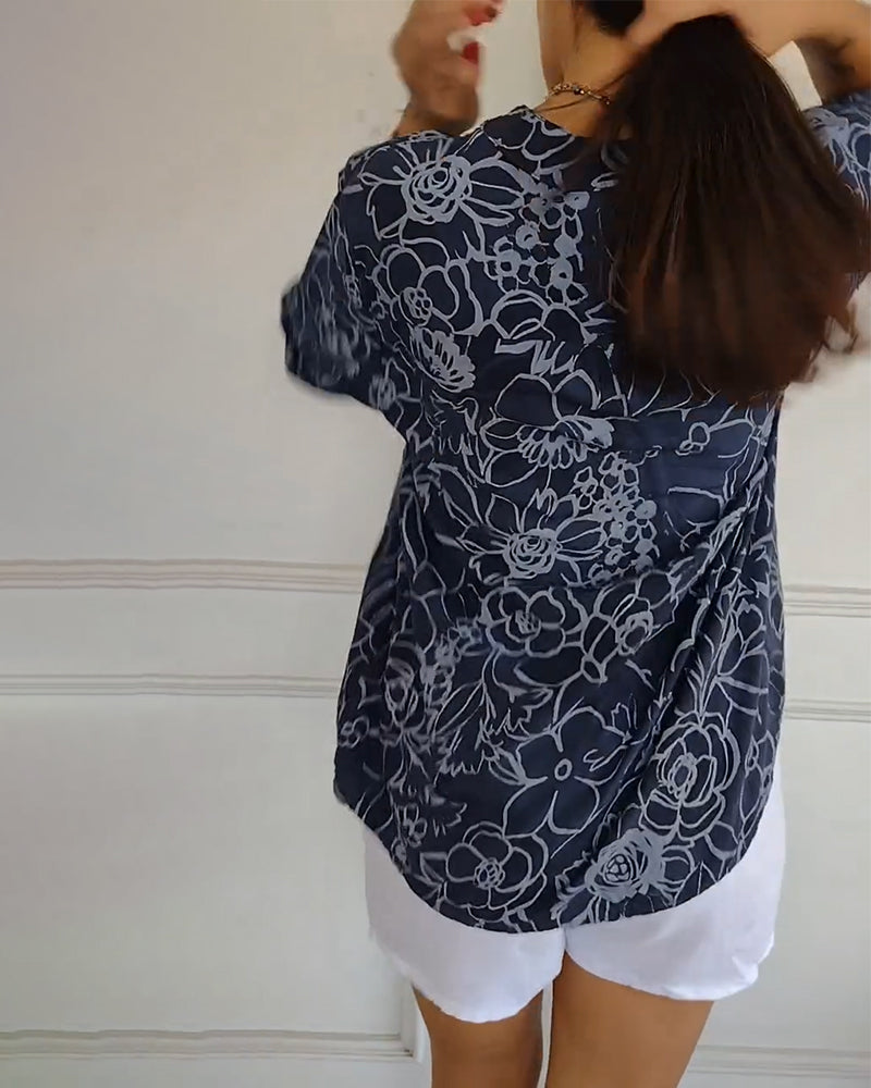 Kélya | Chemisier ample à motif fleuri avec détails pailletés