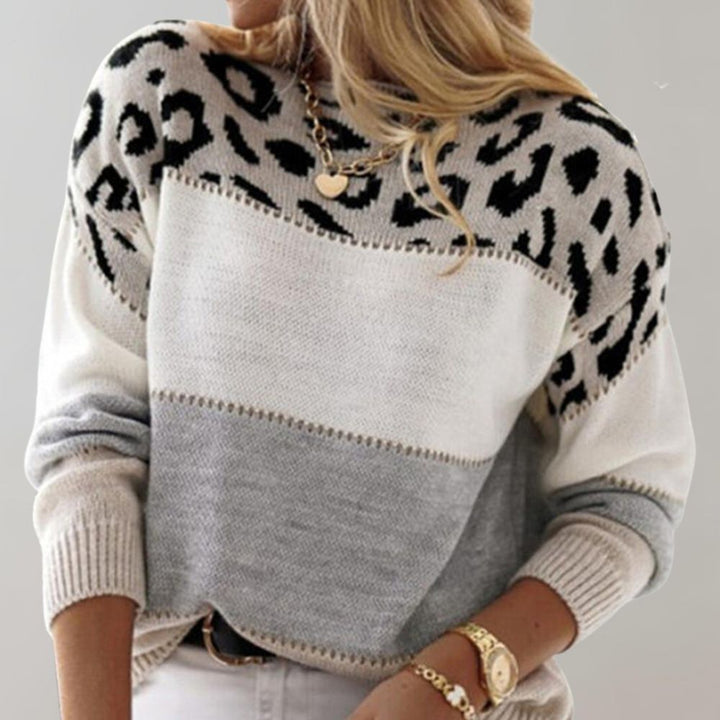Aurélie | Pull tricoté à motif léopard