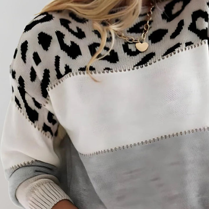 Aurélie | Pull tricoté à motif léopard
