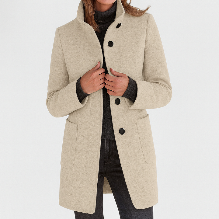 Daphné | Manteau à col haut et à simple boutonnage