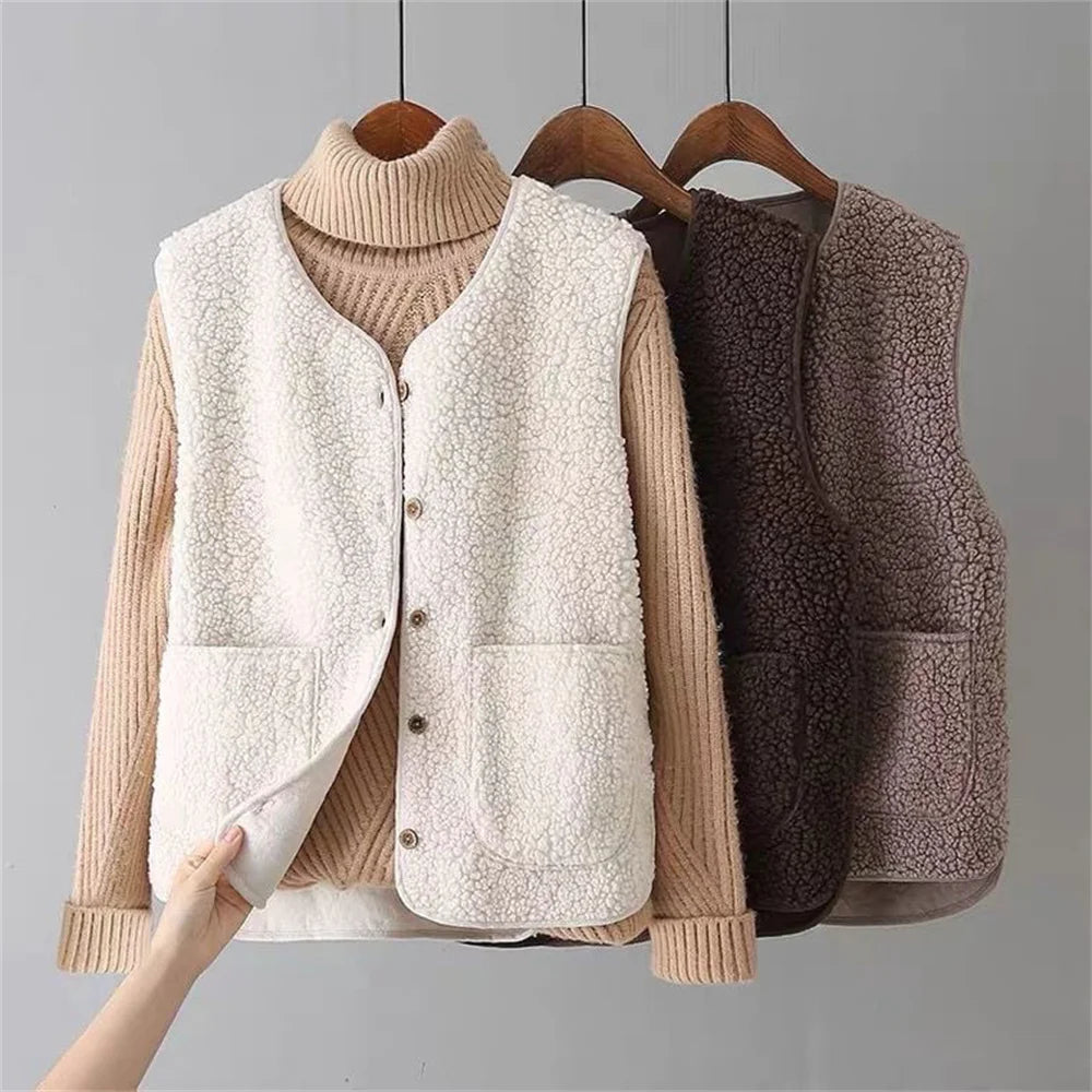 Ambre | Gilet réversible en polaire Teddy