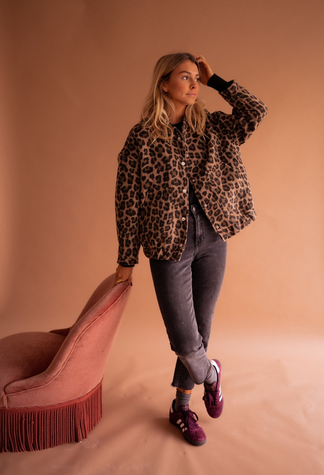 Léontine | Veste courte à imprimé léopard