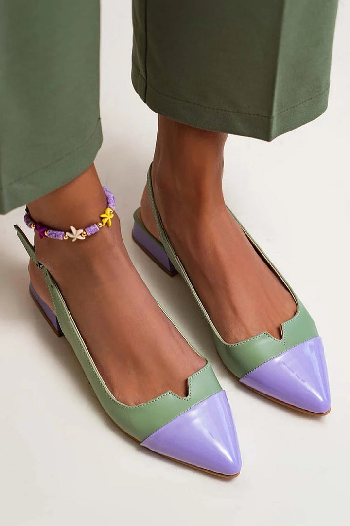 Stéphanie | Ballerines Bicolores avec Bride au Talon