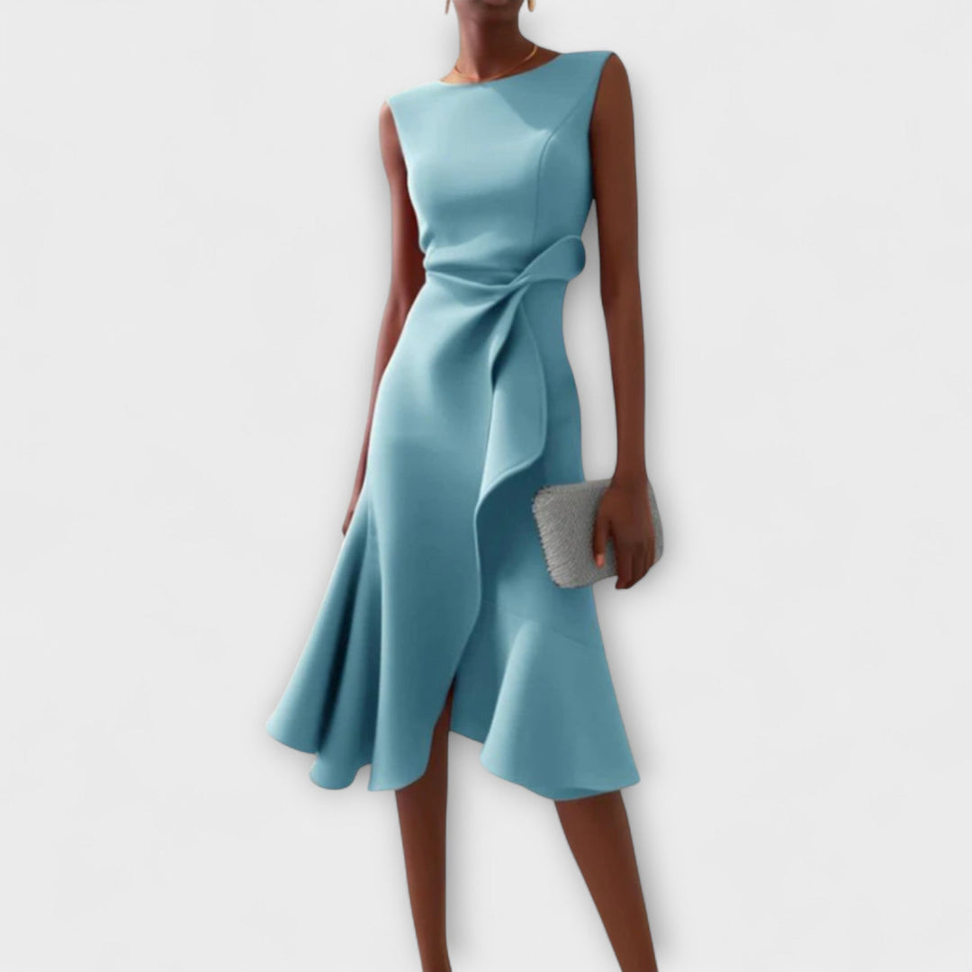 Victoire | Robe midi asymétrique drapée