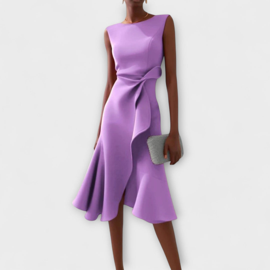 Victoire | Robe midi asymétrique drapée