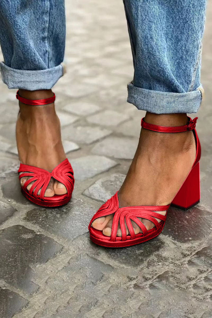 Naïma | Sandales Métalliques à Talon Bloc Audacieux